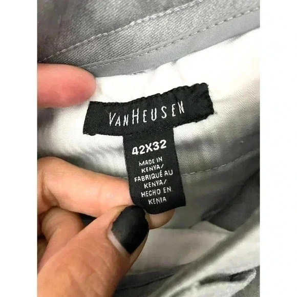 Perry Ellis Straight Dress Pants 42x32 Gray Flat Front NWT Flex Waistband - Picture 11 of 13